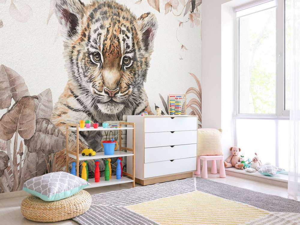 Bébé Tigre dans la jungle taupe