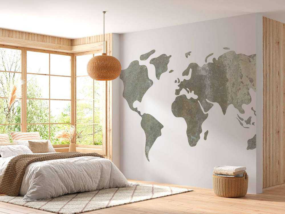 Carte du monde verte avec structure métallique