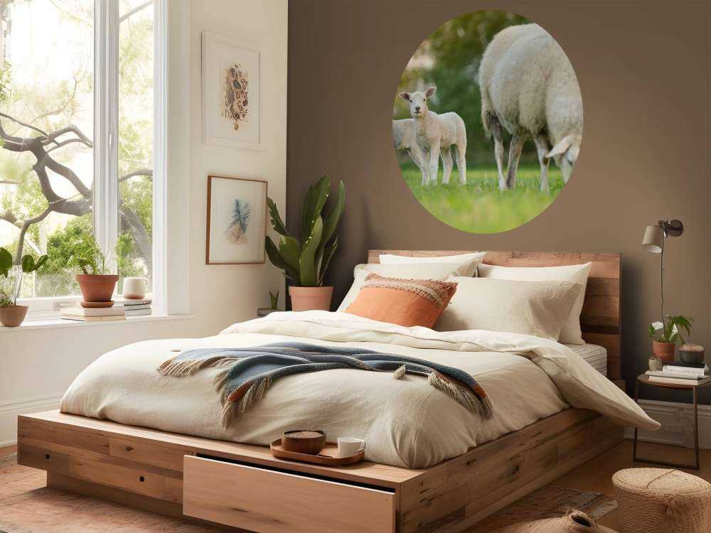 Mouton mère avec agneaux