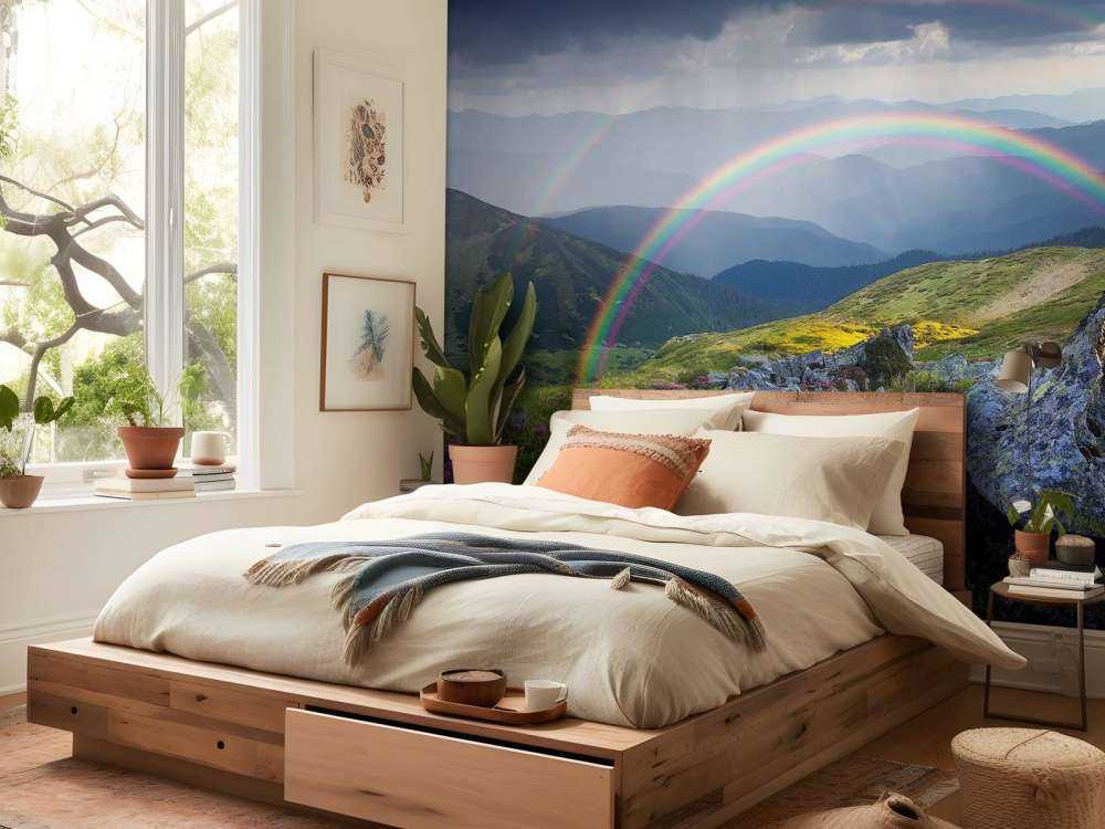 Paysage avec des fleurs