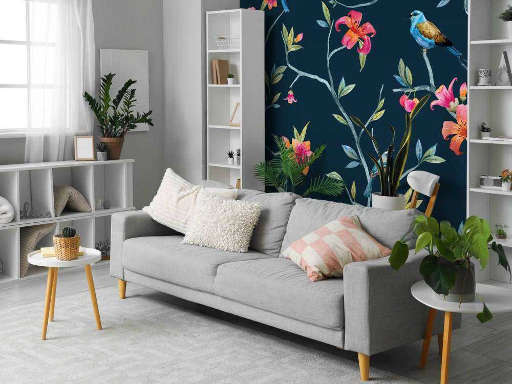 Fleurs et oiseaux tropicaux