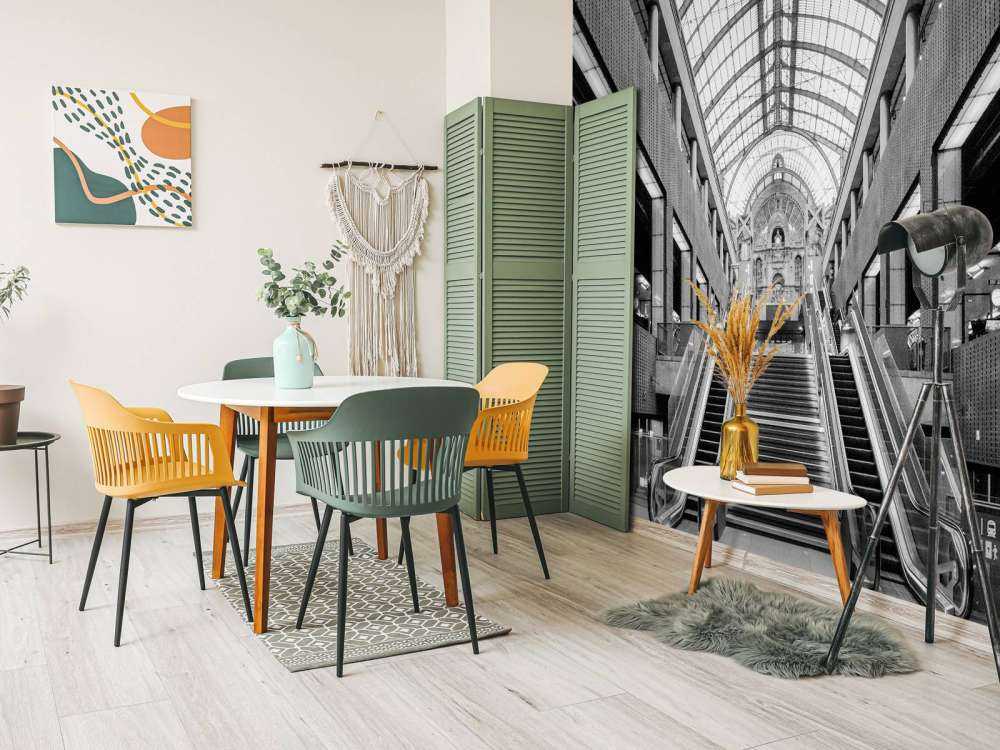 Gare centrale d'Anvers noir et blanc