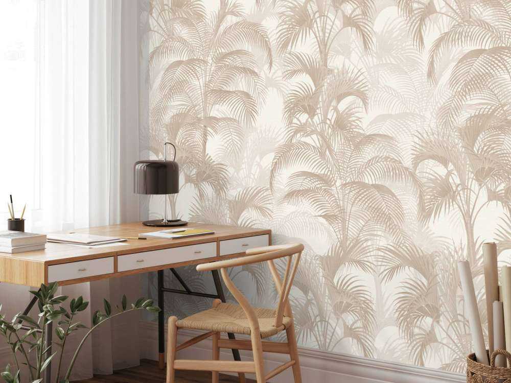 Palmiers tropicaux vintage - beige
