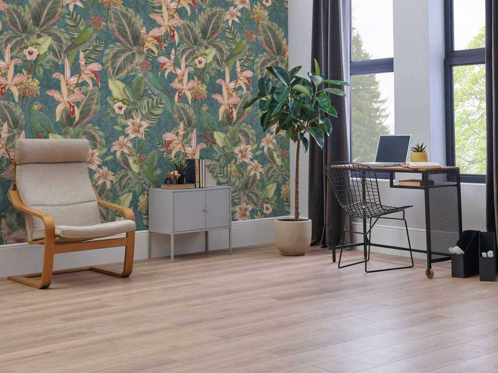 Oiseaux & perroquets de la jungle tropicale - turquoise