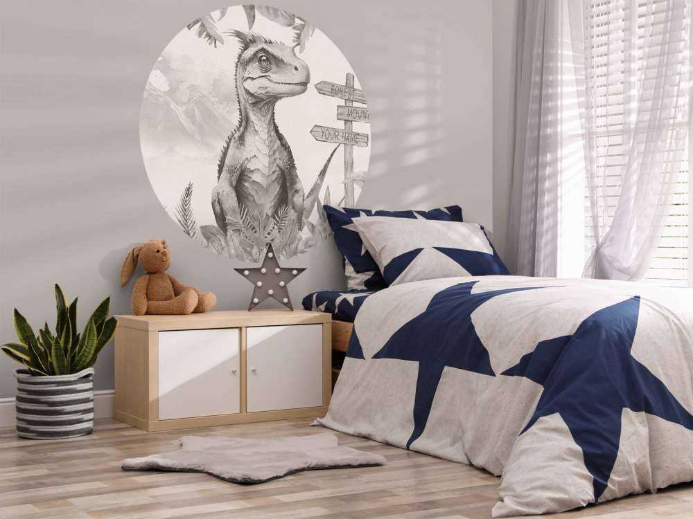 Bébé vélociraptor dans la jungle beige