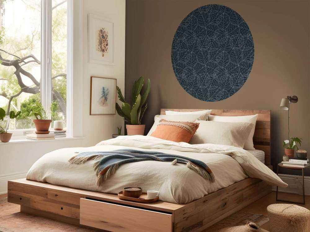 Motif de feuille illustré bleu canard