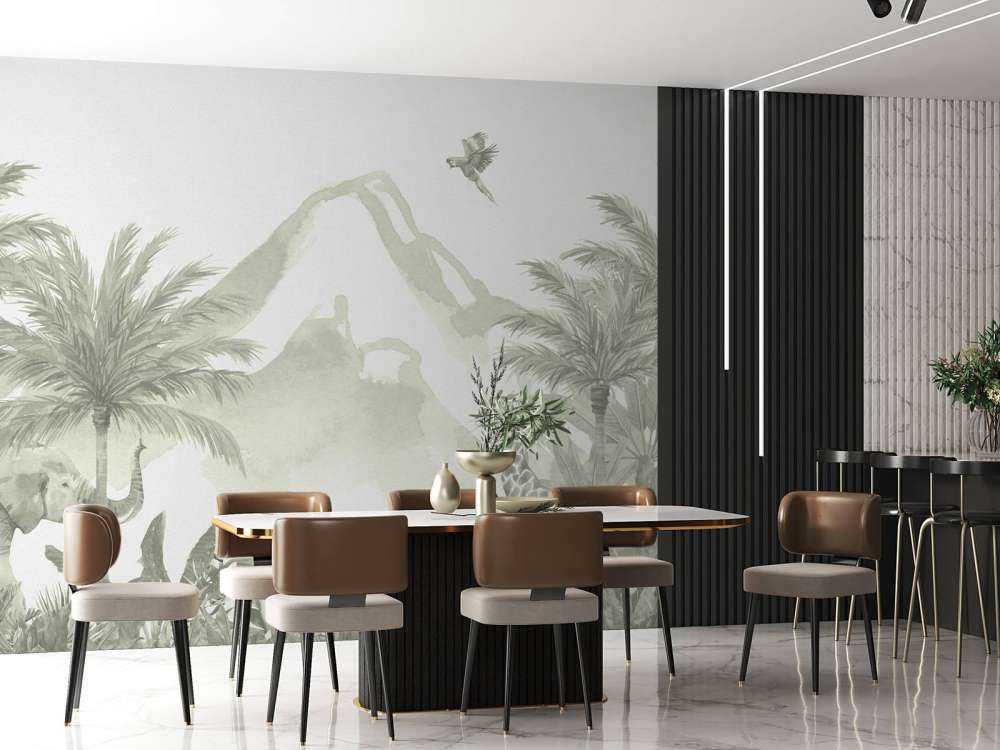 Animaux de la jungle en vert d'eau