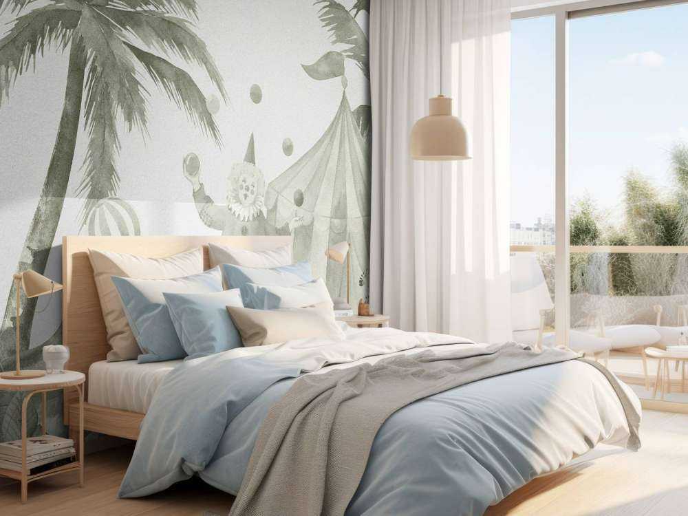 Animaux de cirque joyeux en vert d'eau