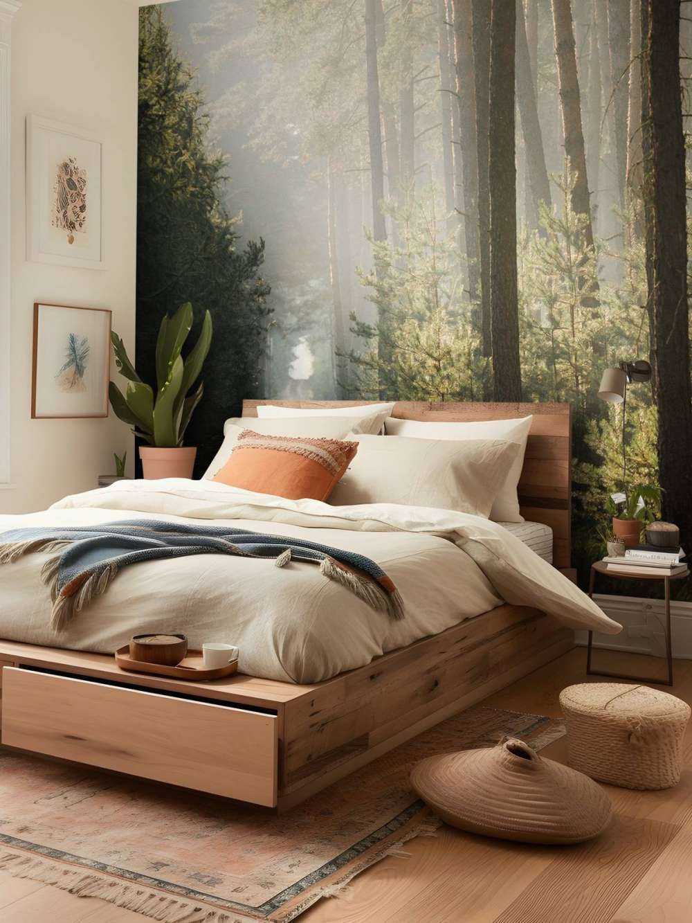 Jeu de lumière dans la forêt de pins