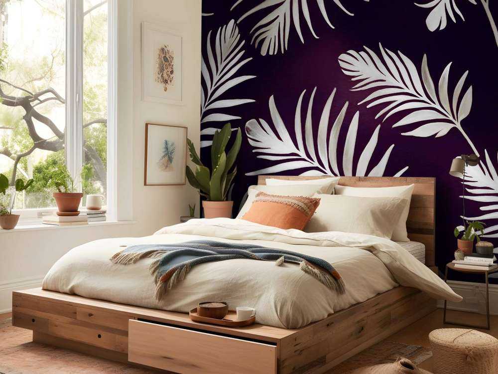 Feuilles dorées sur bleu acier foncé