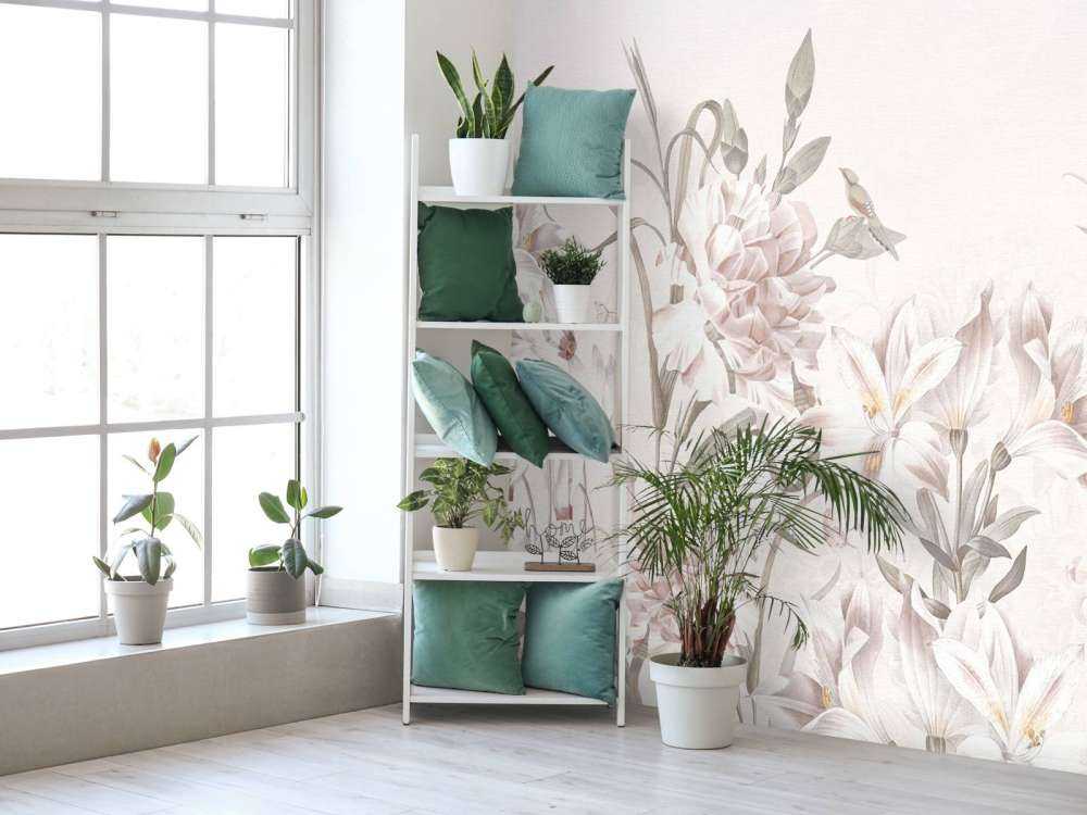 Champ de fleurs douces avec des colibris