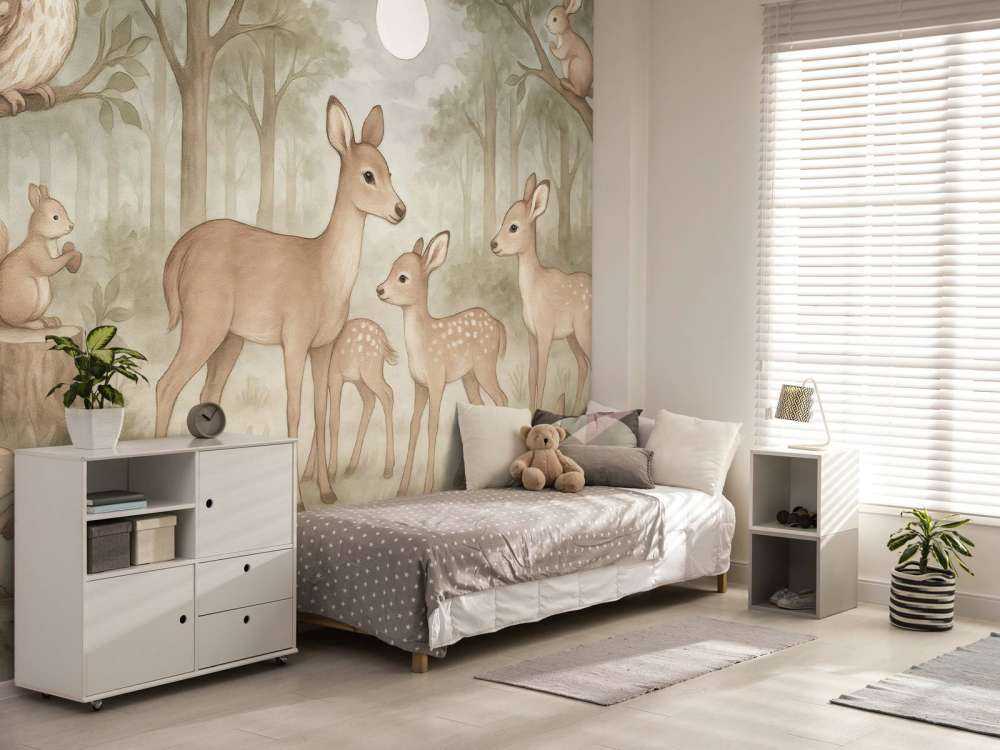 Animaux de la forêt au clair de lune.