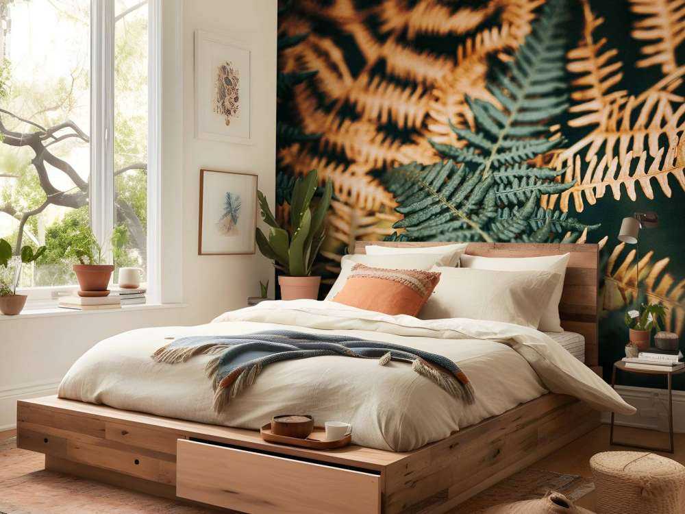 Fougères vertes profondes et dorées