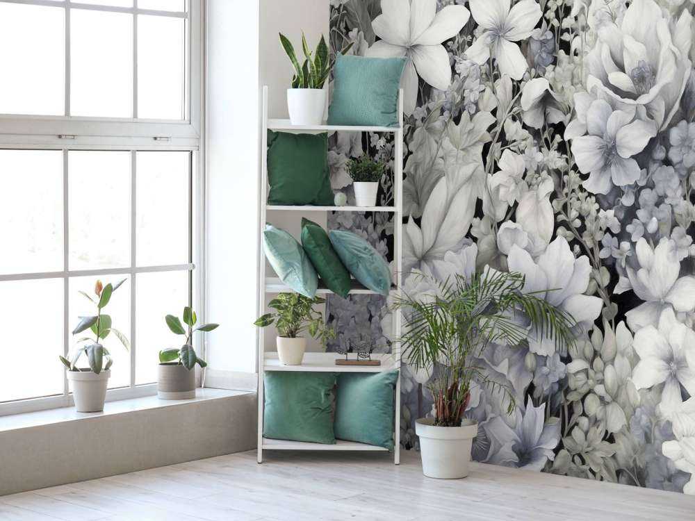 Festival de fleurs sans couture - noir