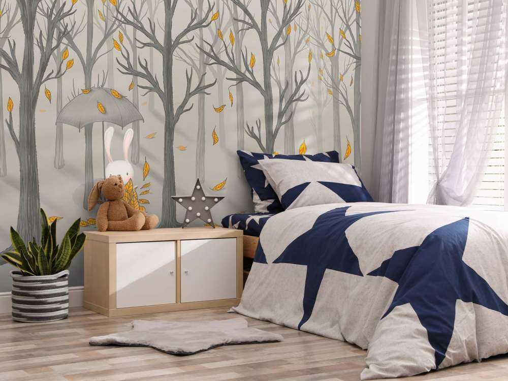 Lapin sous les feuilles