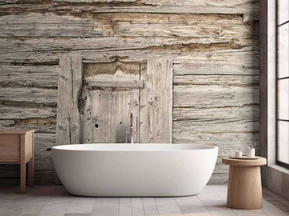 Étagères beiges avec porte