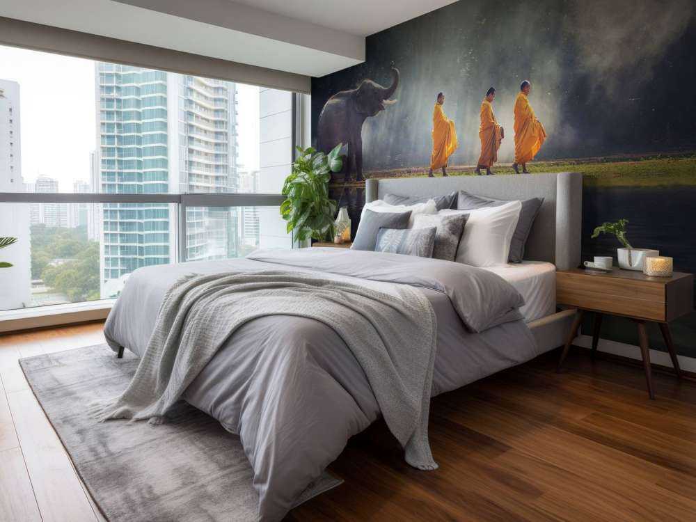 Eléphant et bouddhistes