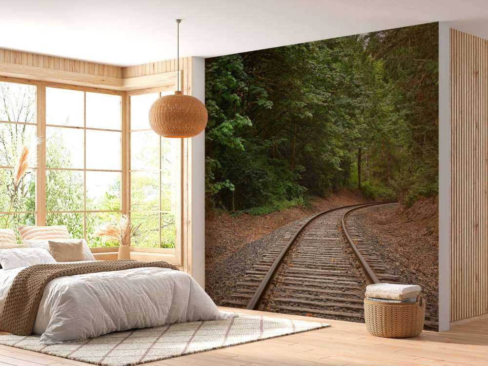 Ligne de chemin de fer à travers la forêt