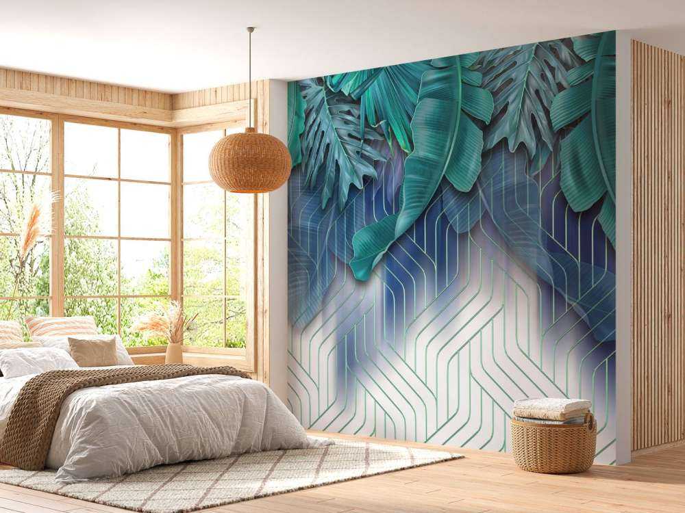 Feuilles vertes et lignes vertes graphiques