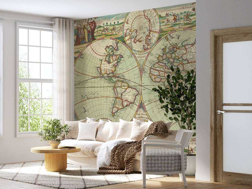 Illustrated vintage world map