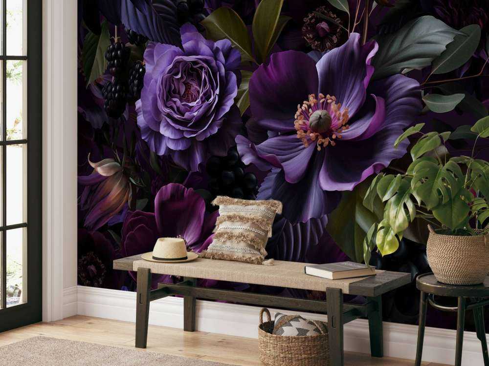 Midnight garden purple flower magic