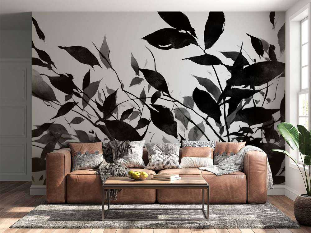 Black leaf ink art