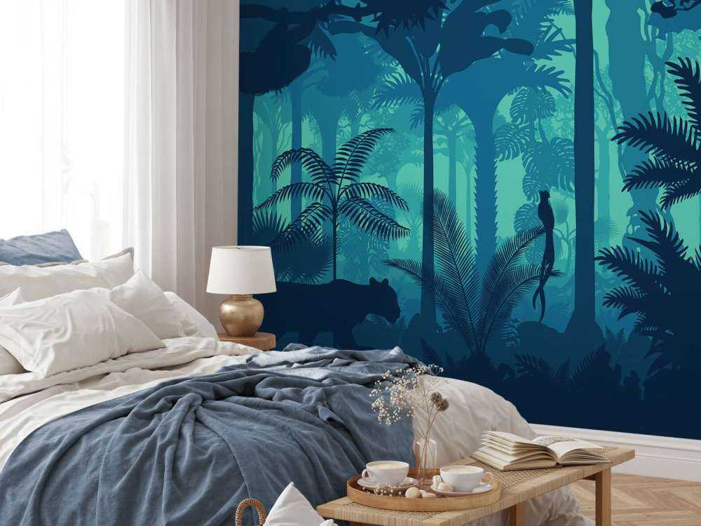 Silhouettes bleues de la jungle