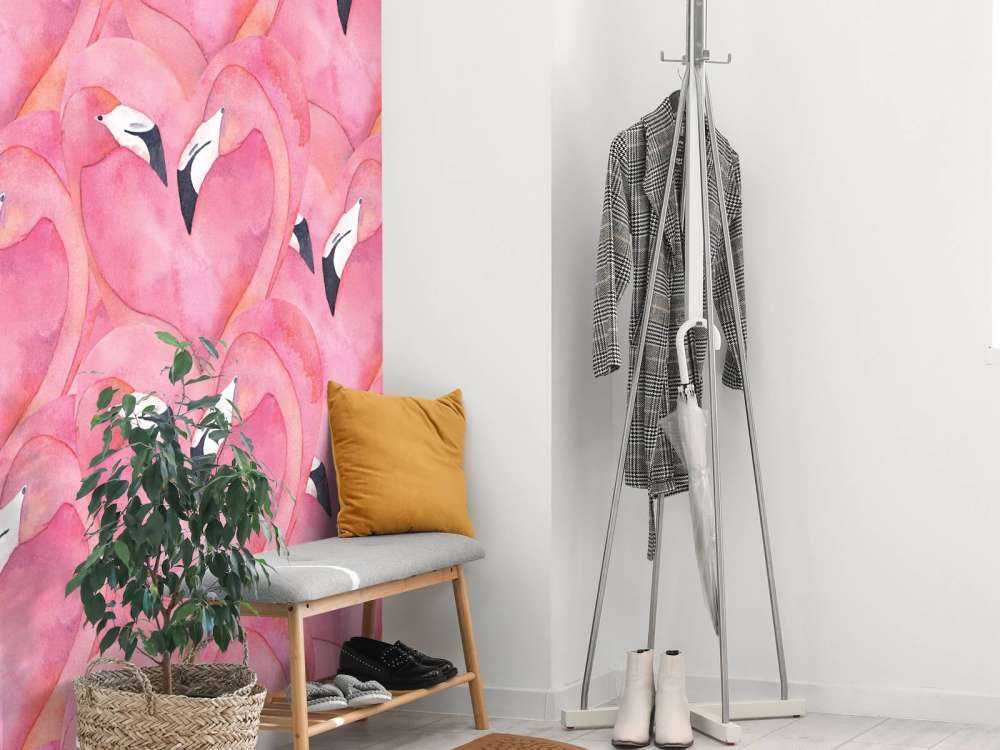 Flamants roses en aquarelle