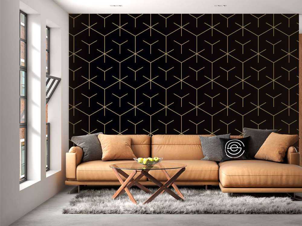 Motif Hexagones géométriques, noir