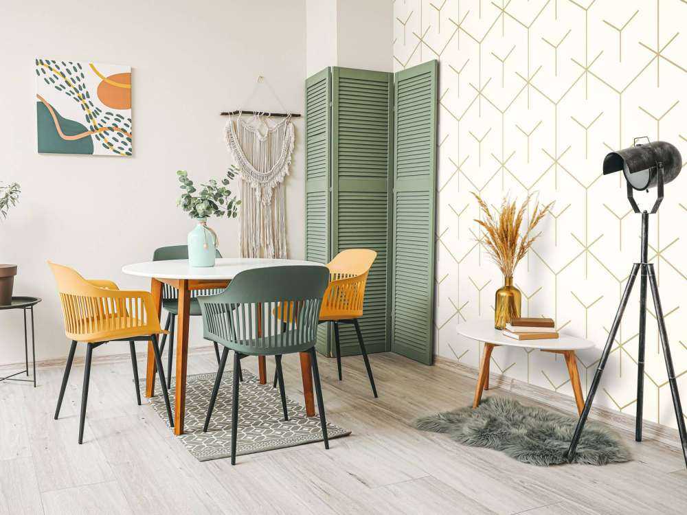 Motif Hexagones géométriques, blanc