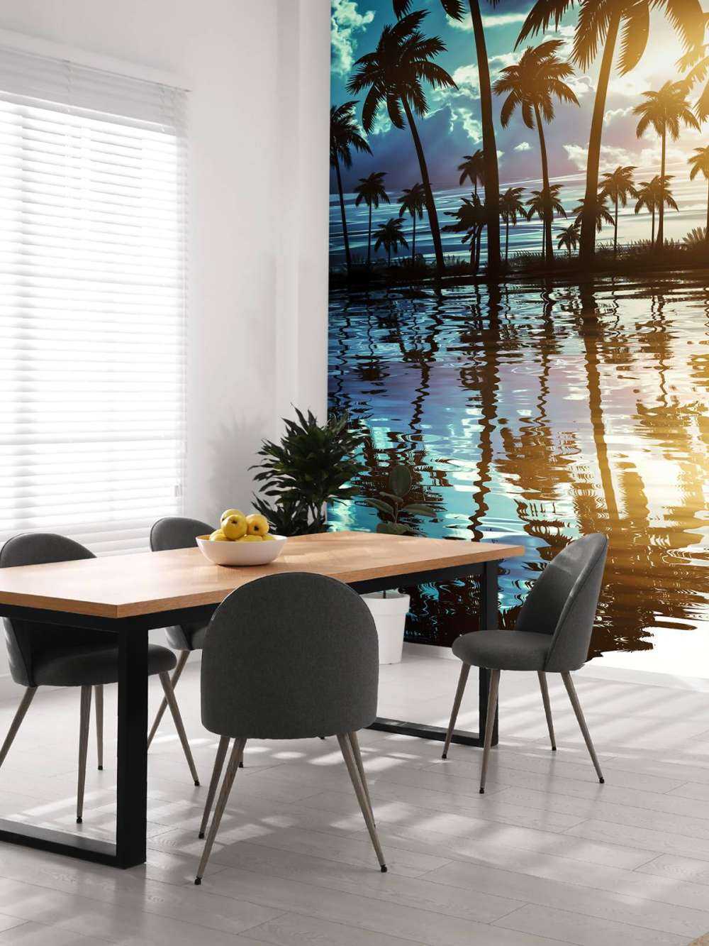 Paysage de nuit avec palmiers