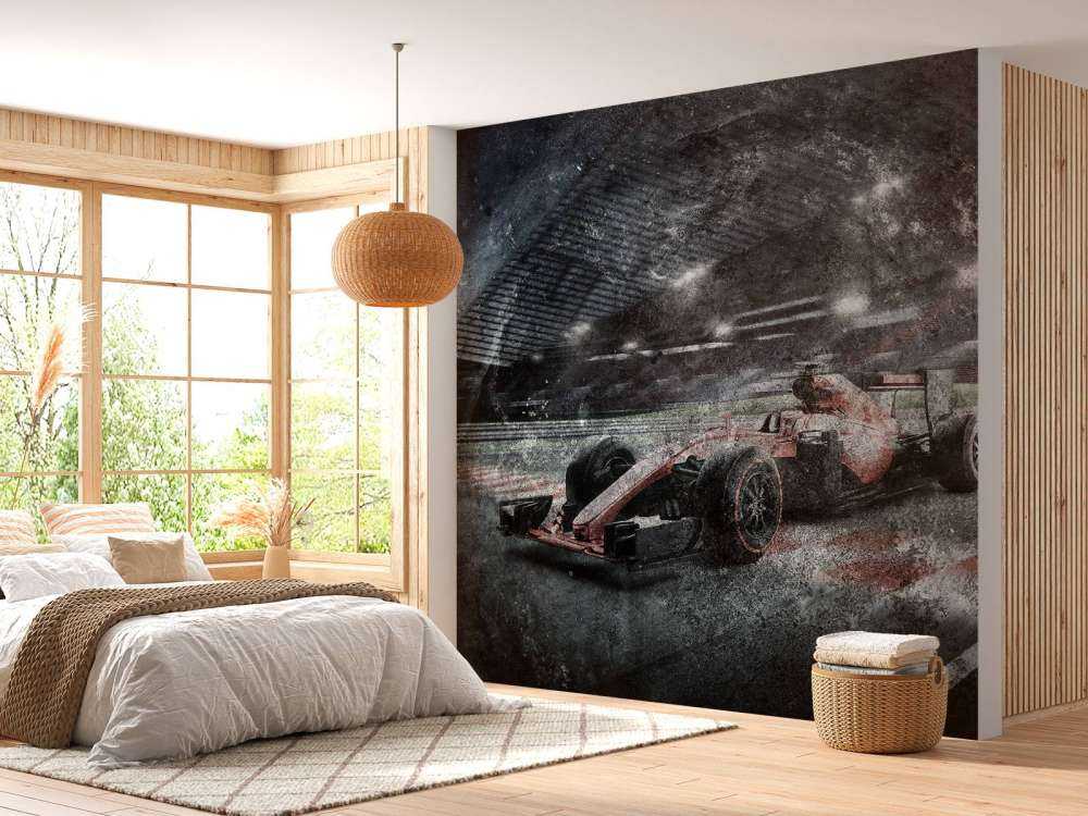 Voiture de course dans un stade