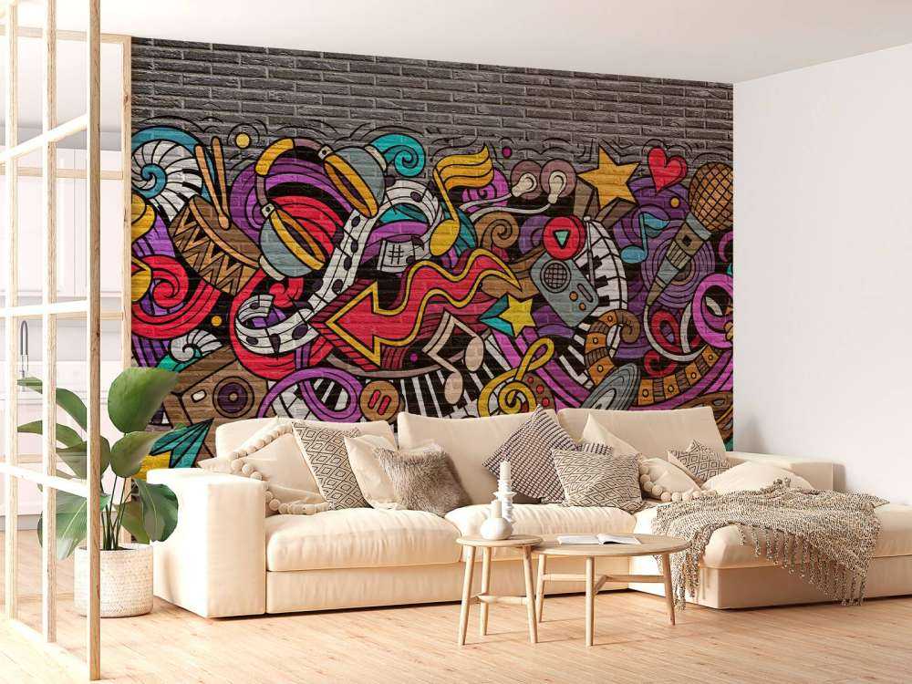 Graffitis musicaux sur briques