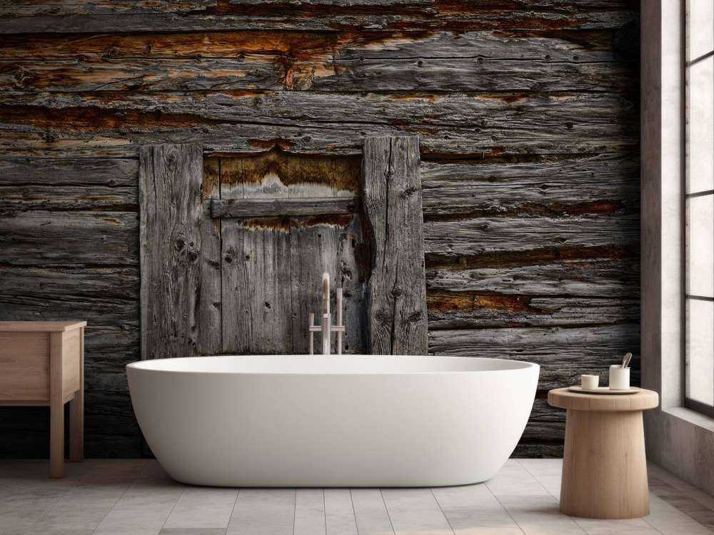 Bois foncé avec porte