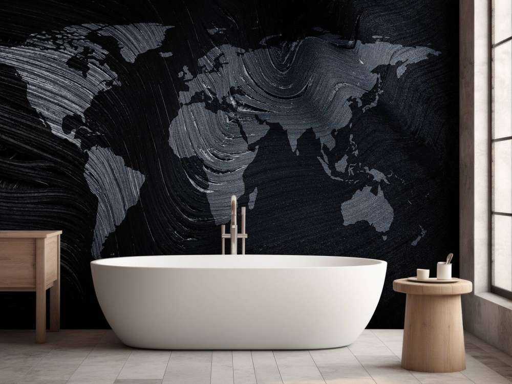 Carte du monde sur une feuille de palmier