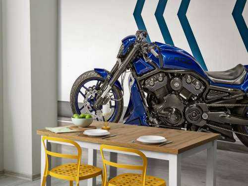 Une moto bleue