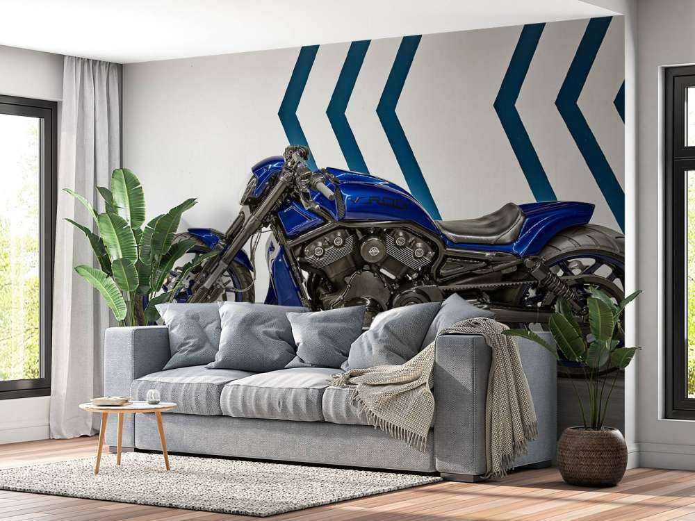 Une moto bleue