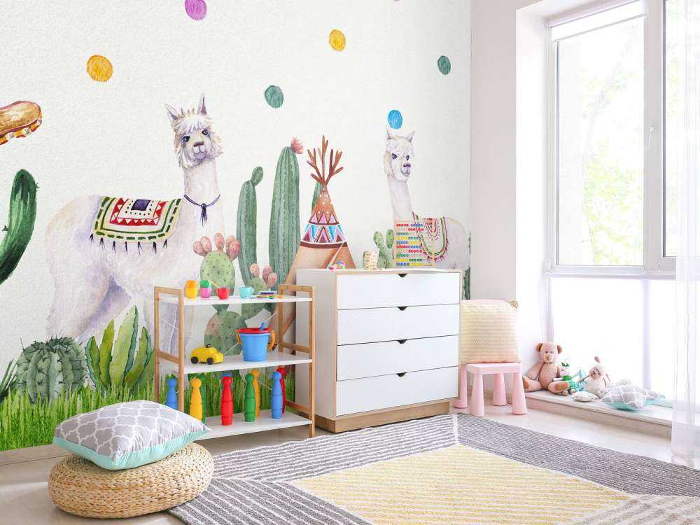 Des alpagas entre les cactus