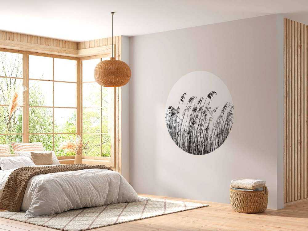 Roseau au bord de l'eau en noir et blanc