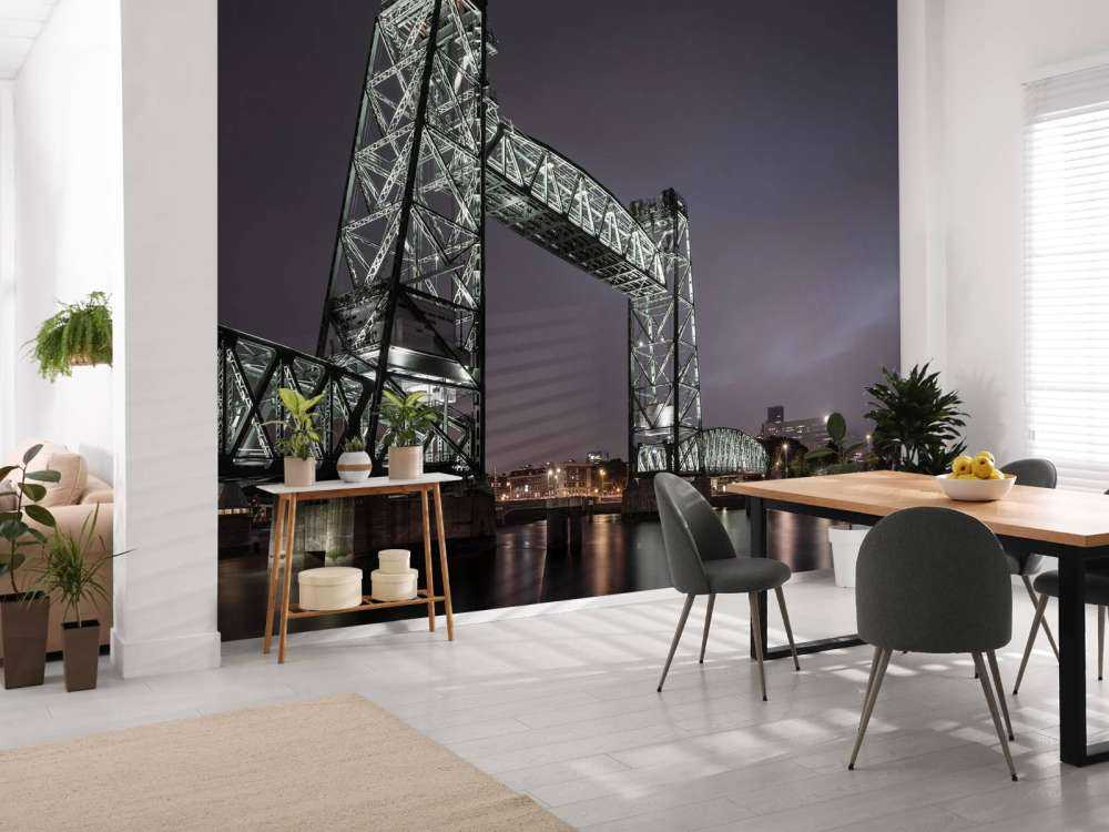 Ancien pont ferroviaire De Hef à Rotterdam en couleur 