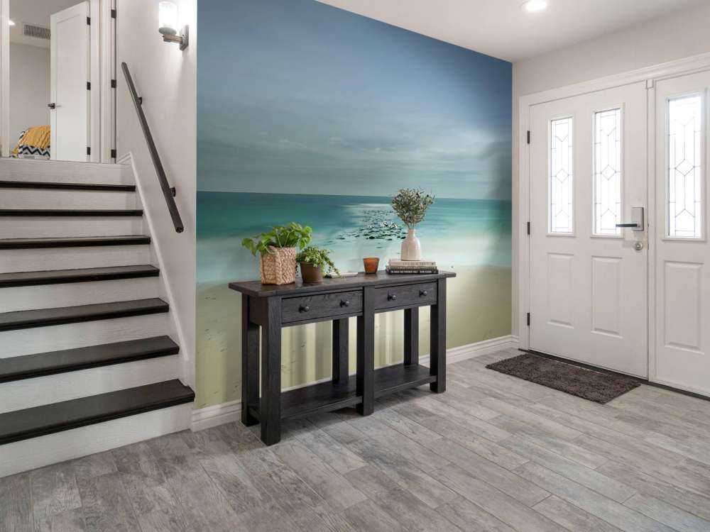 Mer calme avec mouettes