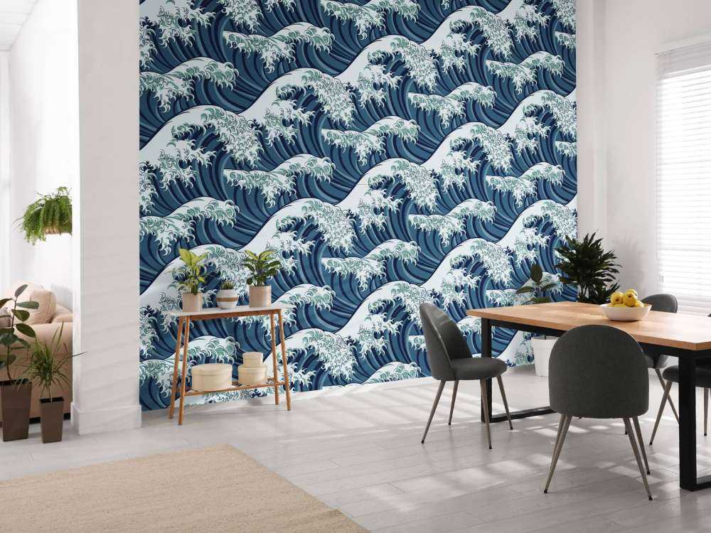 Vagues bleues et sauvages