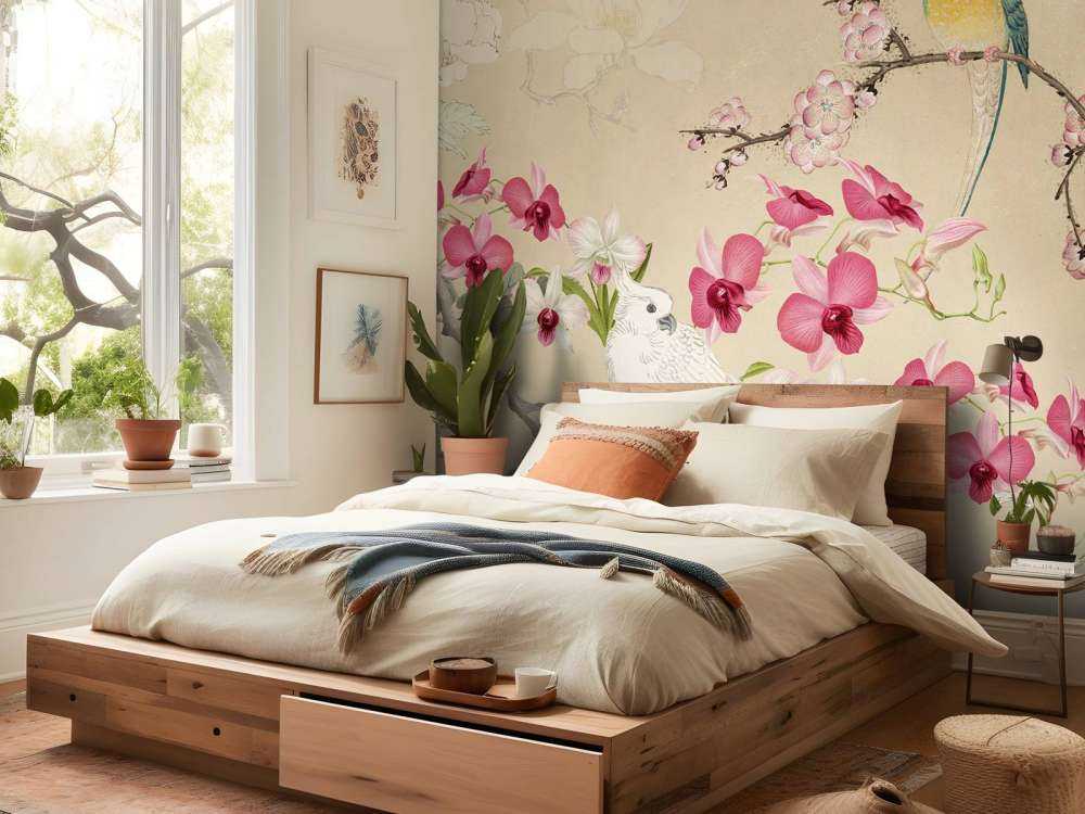 cacatoès chinoiserie florale