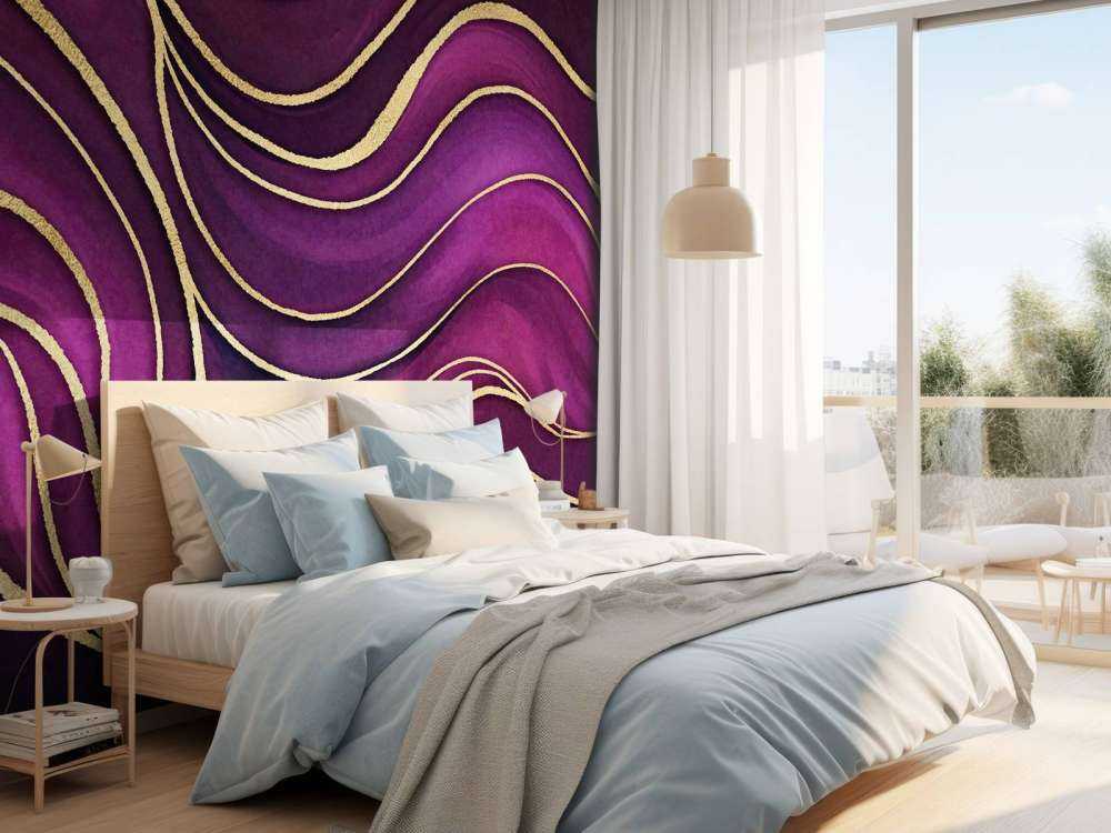 Marbre de luxe fuchsia violet avec or