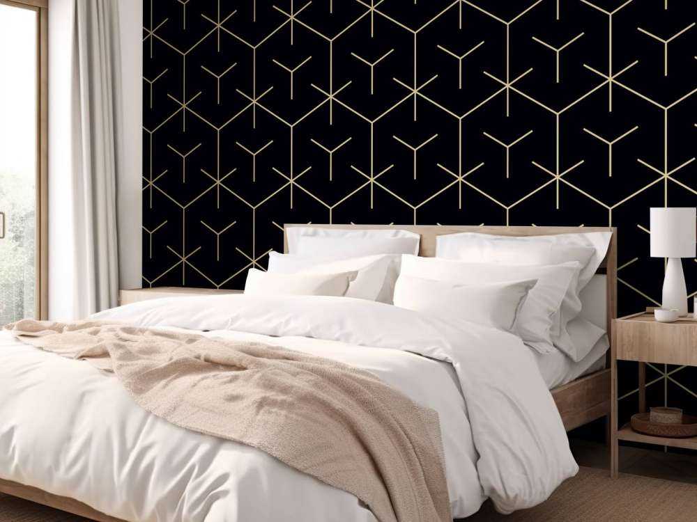 Motif Hexagones géométriques, noir