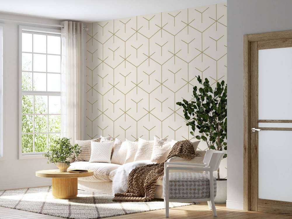 Motif Hexagones géométriques, blanc