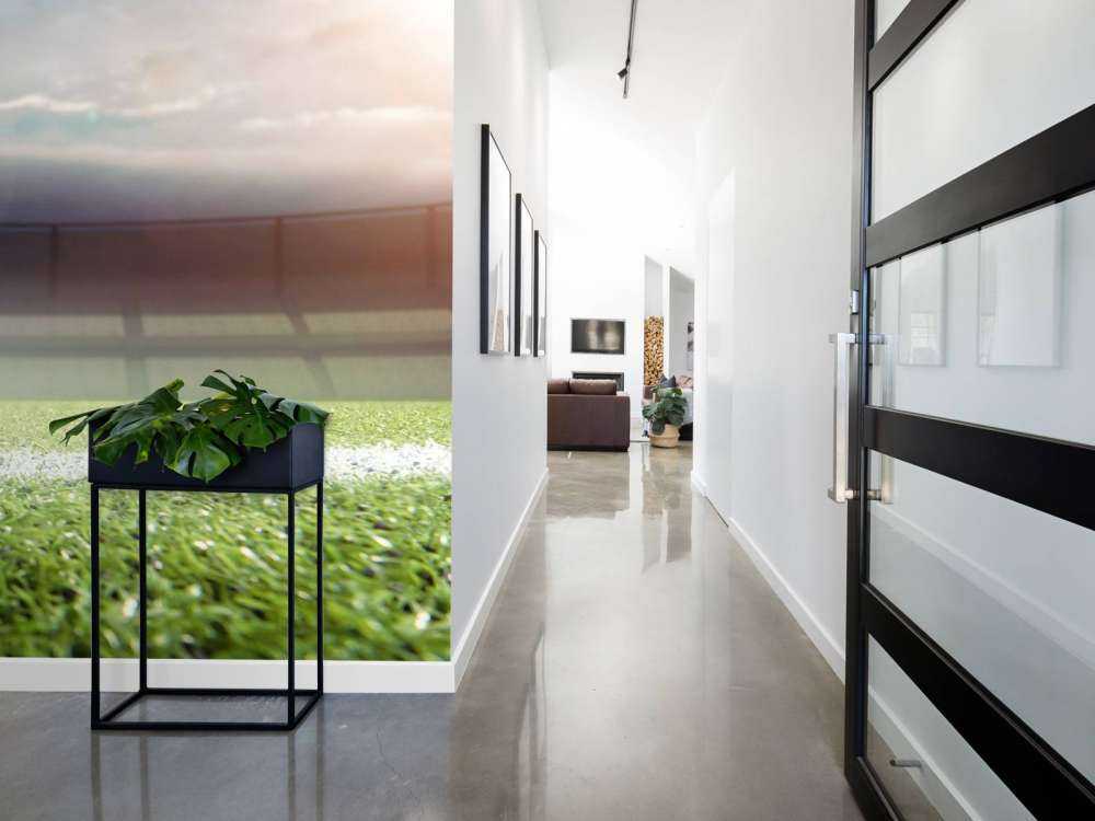 Stade avec un joueur de football