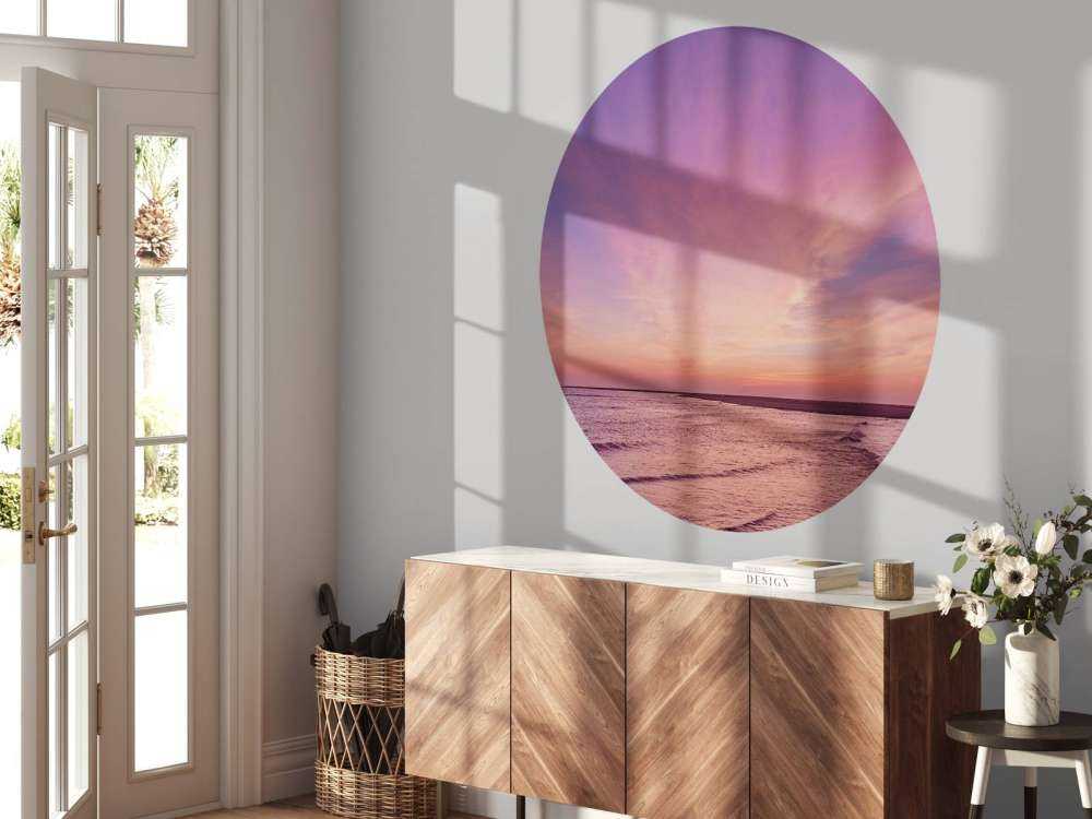 Plage avec coucher de soleil rose