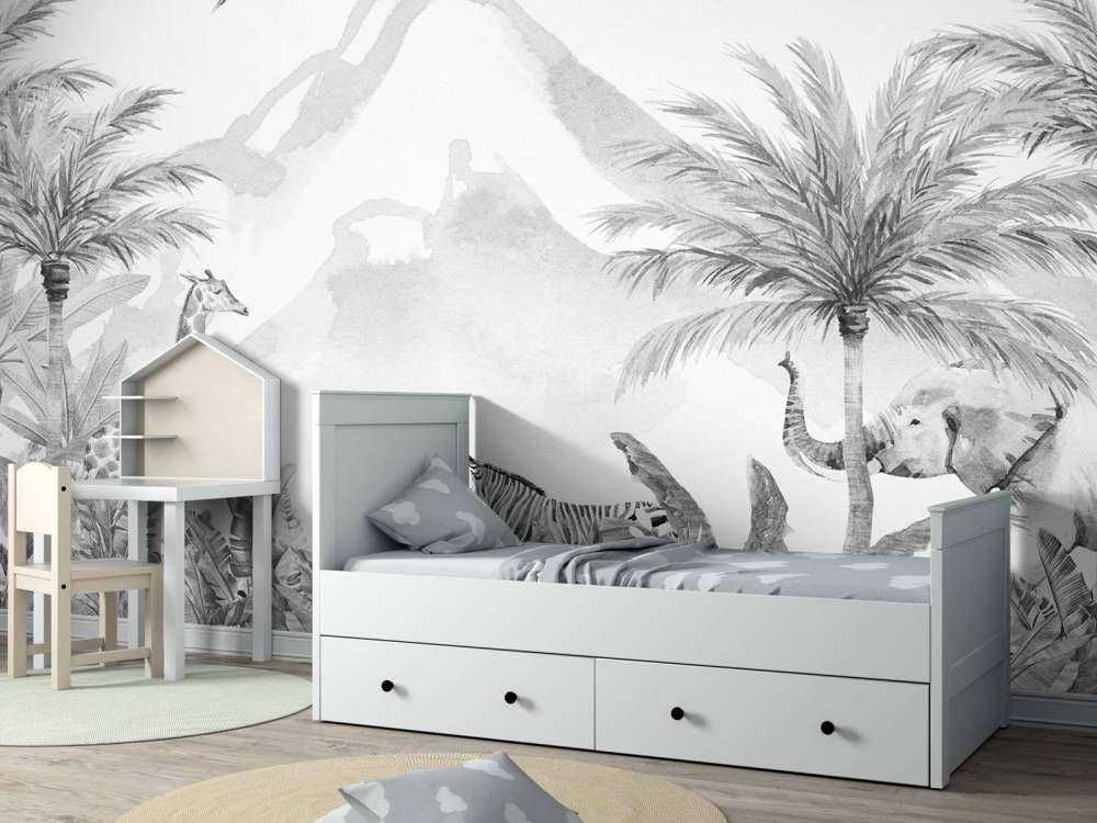 Animaux de la jungle en noir et blanc