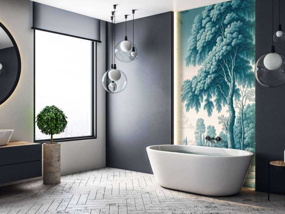 Toile de Jouy bleu canard